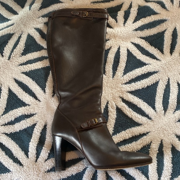 J. Crew Brown Leather Side Zipper 4" Heel Boots sz: 10 M / Made in ITALY - Picture 3 of 11